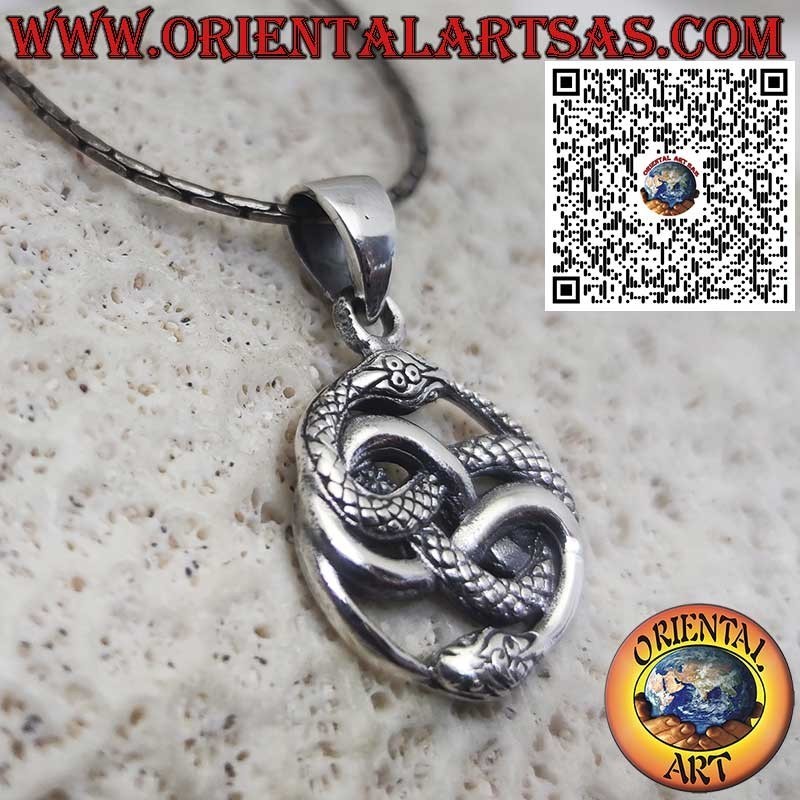 Ciondolo in argento, Talismano di Auryn Ouroboros - La Storia Infinita