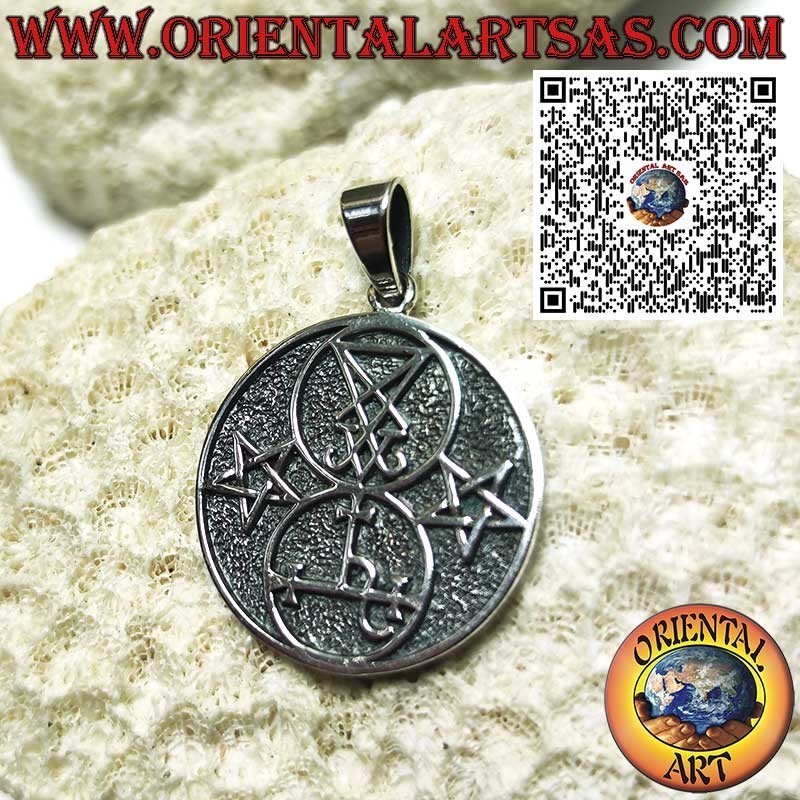 925 Sterling Silver Pendant with Sigil of Satan and Lilith – Handmade Esoteric Jewelry