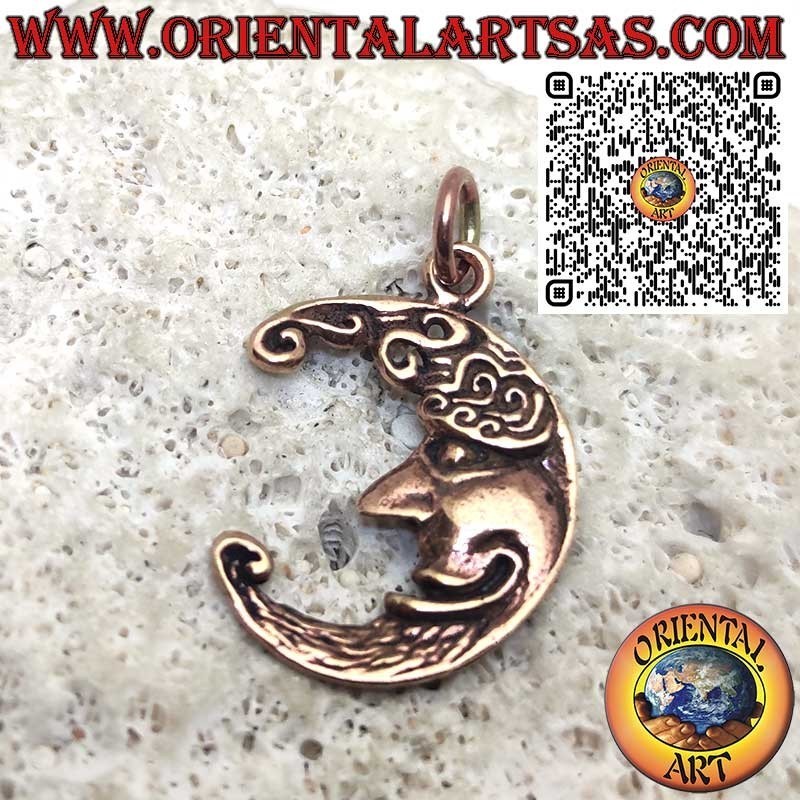 Pendentif en Bronze “Les Deux Visages de la Lune” – Joyeux et Triste