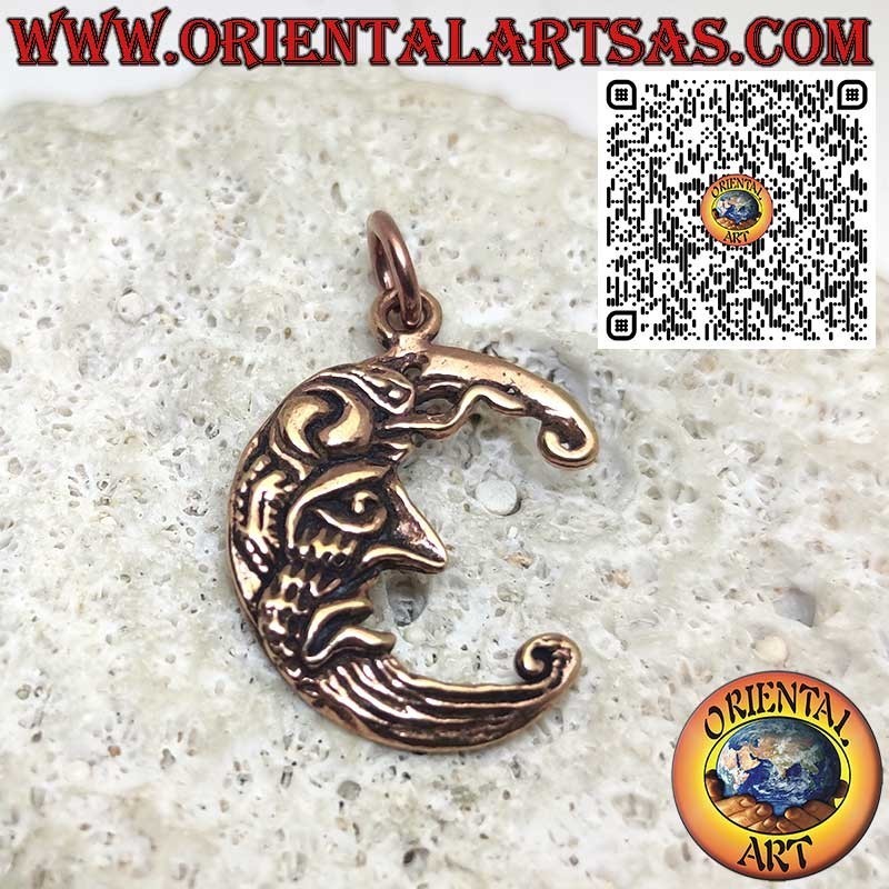 Colgante de Bronce “Las Dos Caras de la Luna” – Feliz y Triste