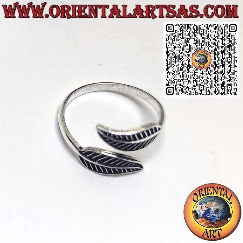 Anello in Argento 925 Regolabile a Due Piume – Per Piede o Falange