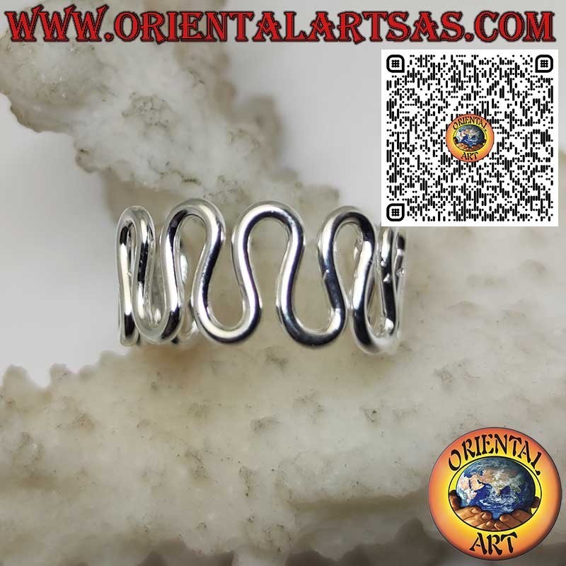 Bague Ajustable en Argent 925 Motif Vagues – Pour Orteil ou Phalange