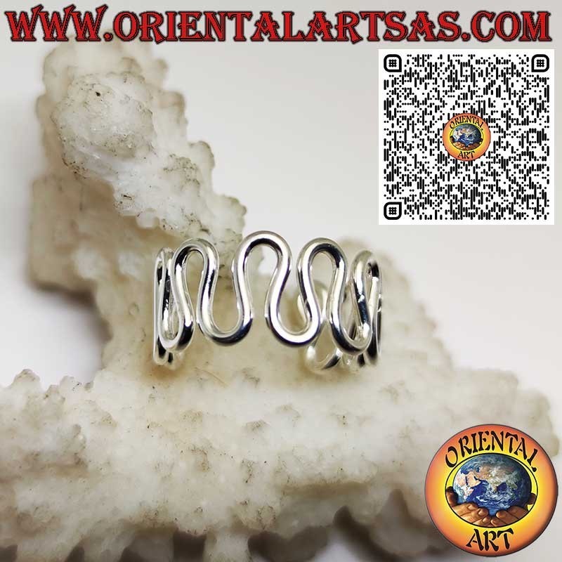 Anillo Ajustable de Plata 925 con Diseño de Olas – Para Pie o Falange
