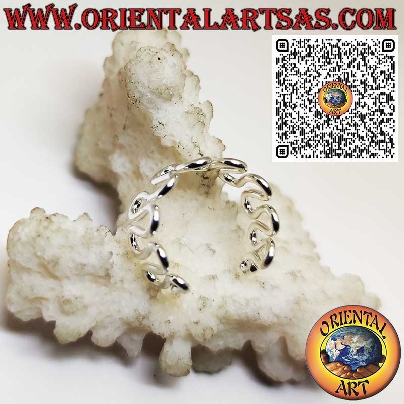 Anillo Ajustable de Plata 925 con Diseño de Olas – Para Pie o Falange