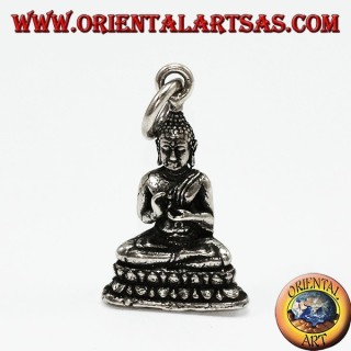 Ciondolo in argento Buddha nella posizione del dharmachakra mudra