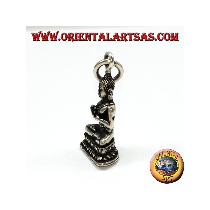 Buddha silver pendant in the position of dharmachakra mudra