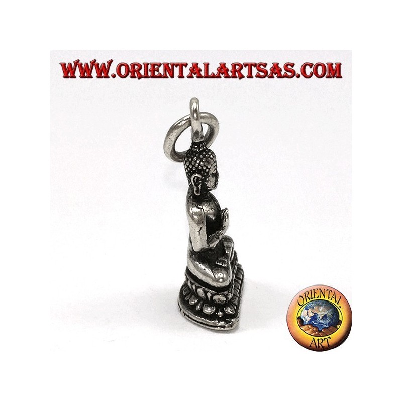 Buddha silver pendant in the position of dharmachakra mudra