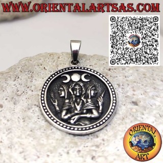 Sterling Silver Hecate Pendant – Triple Goddess, Fates and Furies – Esoteric Amulet