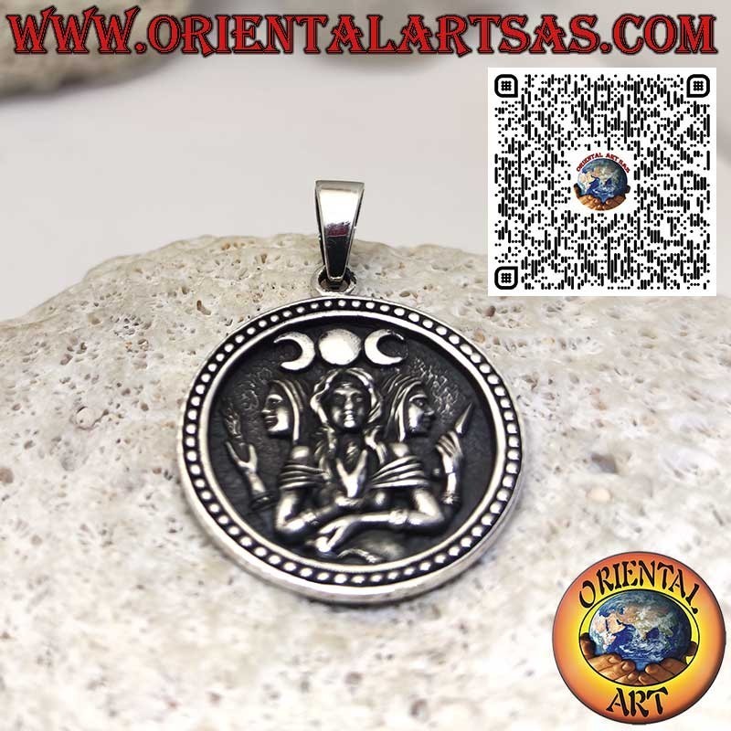 Ciondolo in Argento 925 Ecate – Triplice Dea, Parche e Furie – Amuleto Esoterico