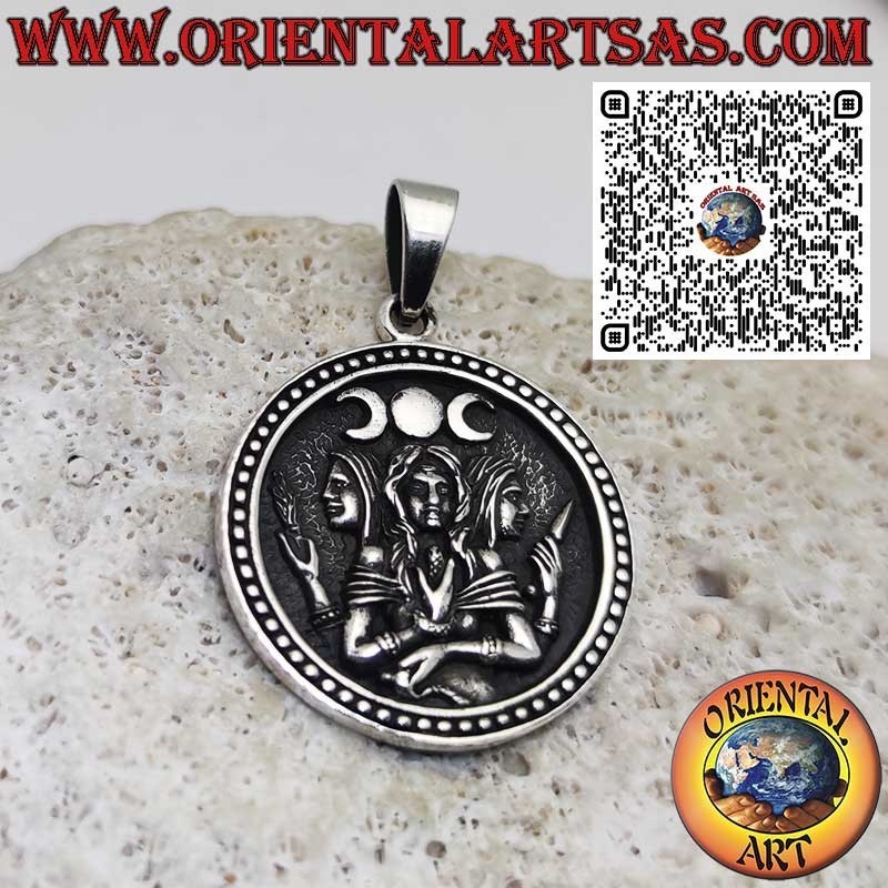 Ciondolo in Argento 925 Ecate – Triplice Dea, Parche e Furie – Amuleto Esoterico