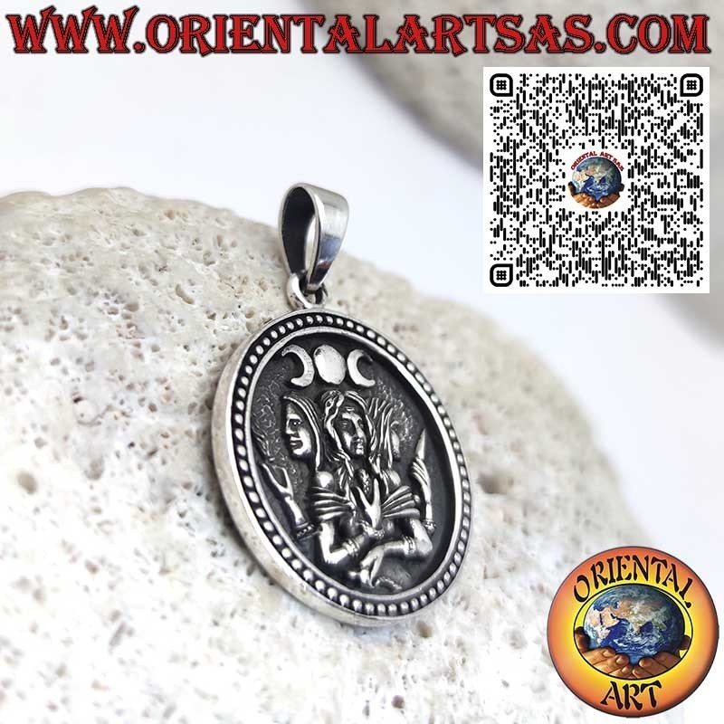 Colgante de Plata 925 Hécate – Triple Diosa, Parcas y Furias – Amuleto Esotérico