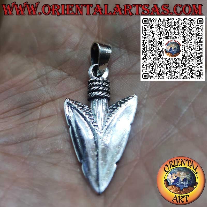 Large Arrowhead Silver Pendant - Symbol of Strength, Courage and Protection