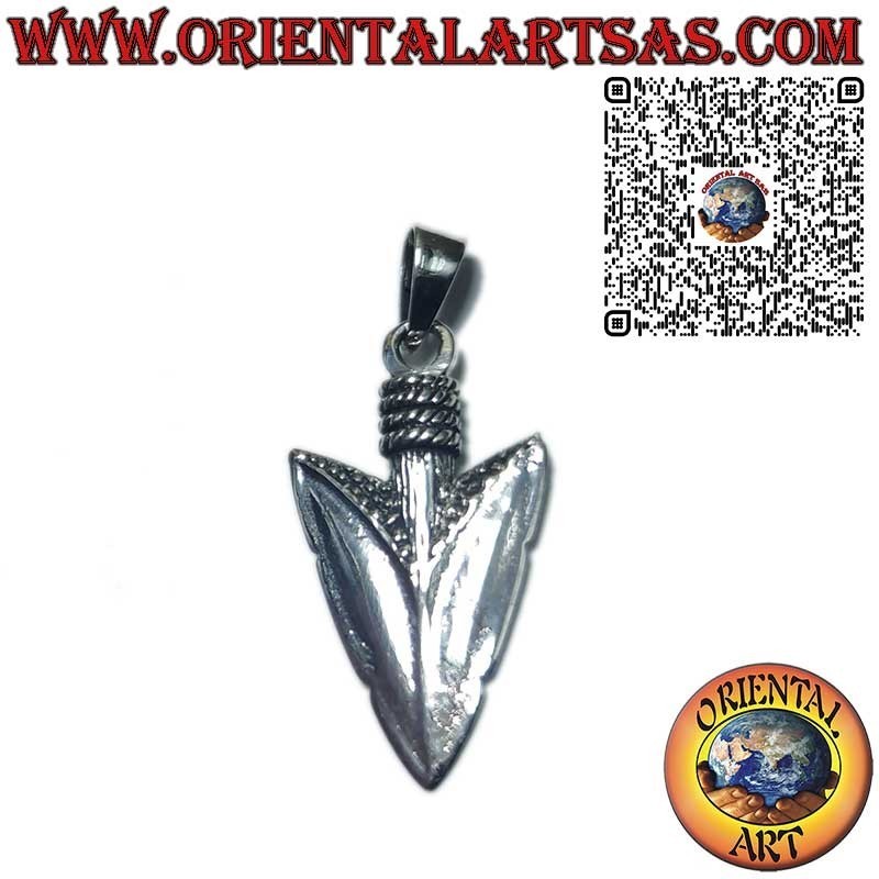 Grand pendentif en argent en forme de pointe de flèche - Symbole de force, de courage et de protection