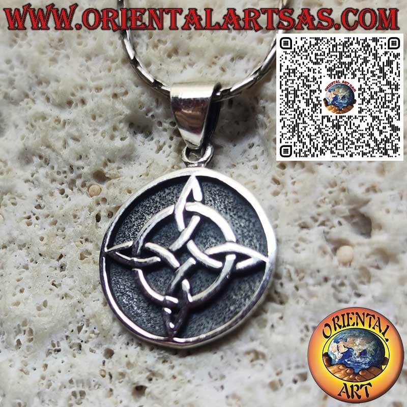 Medaglia in Argento Sterling Nodo della Strega - Simbolo di Protezione - Gioiello in Argento Massiccio