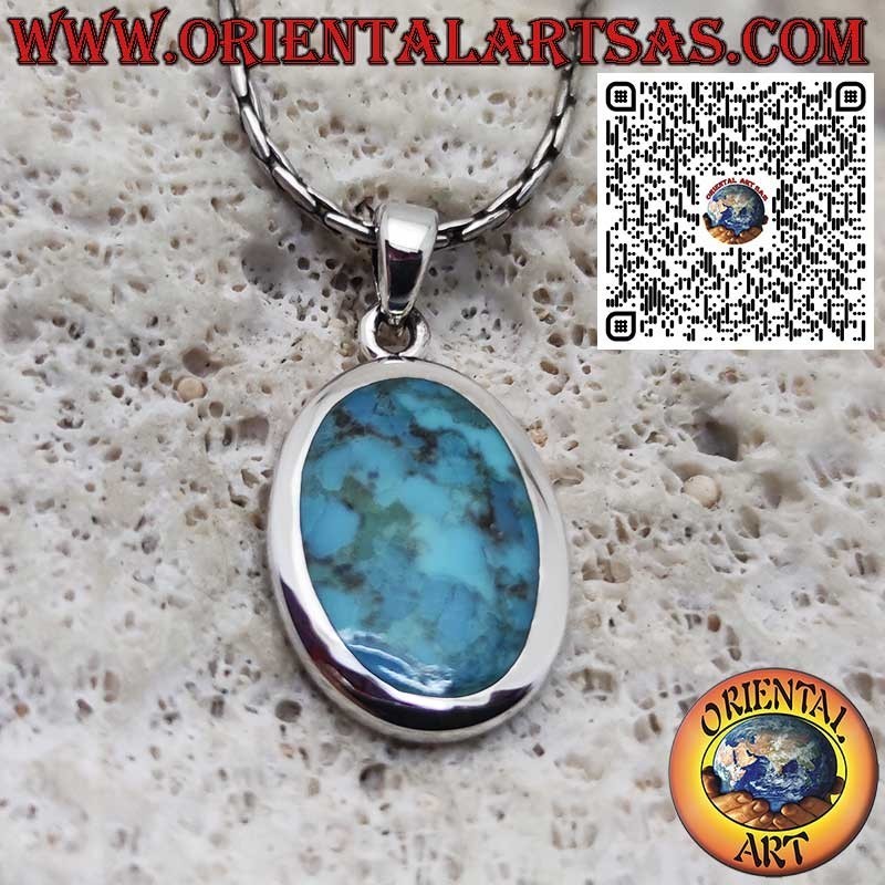 Ciondolo in Argento con Turchese Naturale dell’Arizona Ovale