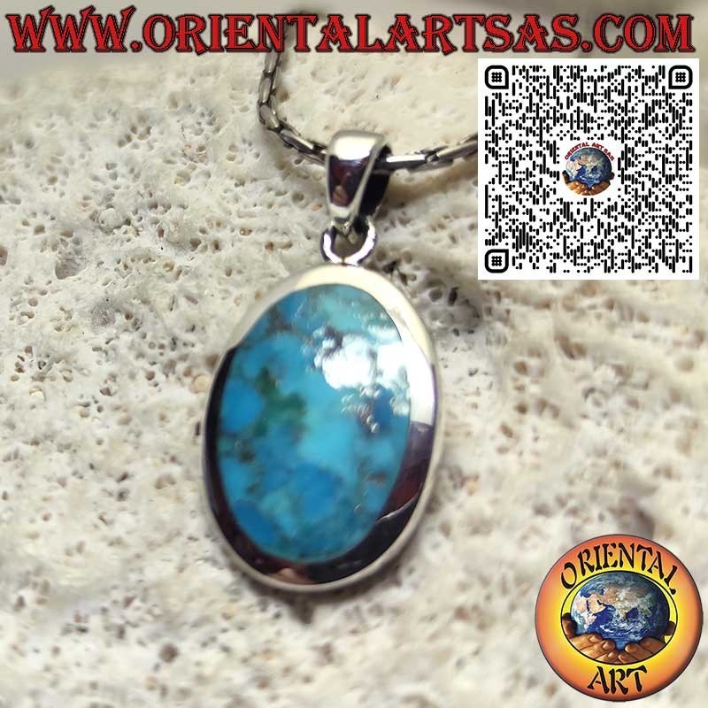 Colgante de plata con turquesa ovalada natural de Arizona