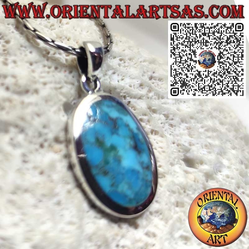 Colgante de plata con turquesa ovalada natural de Arizona