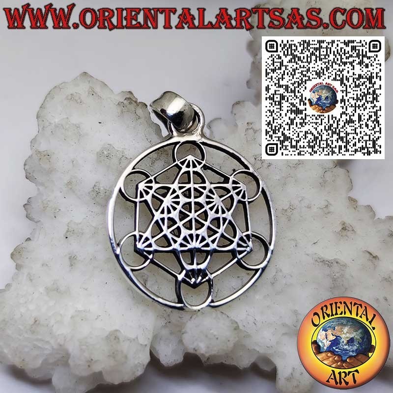 Ciondolo in argento 925 – Cubo di Metatron, simbolo sacro di protezione ed energia