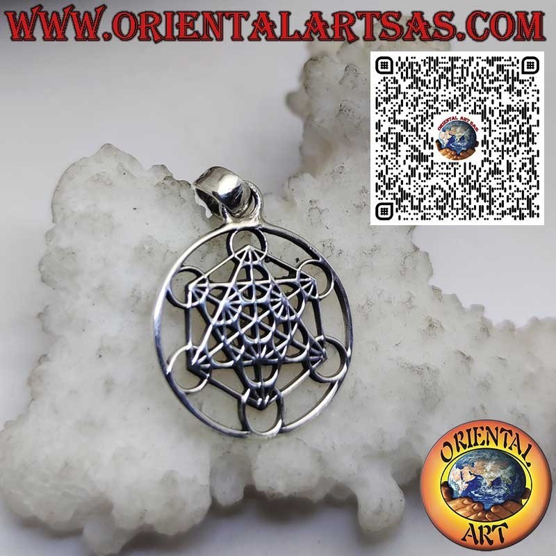 925er Silberanhänger – Metatron-Würfel, Heiliges Symbol für Schutz und Energie