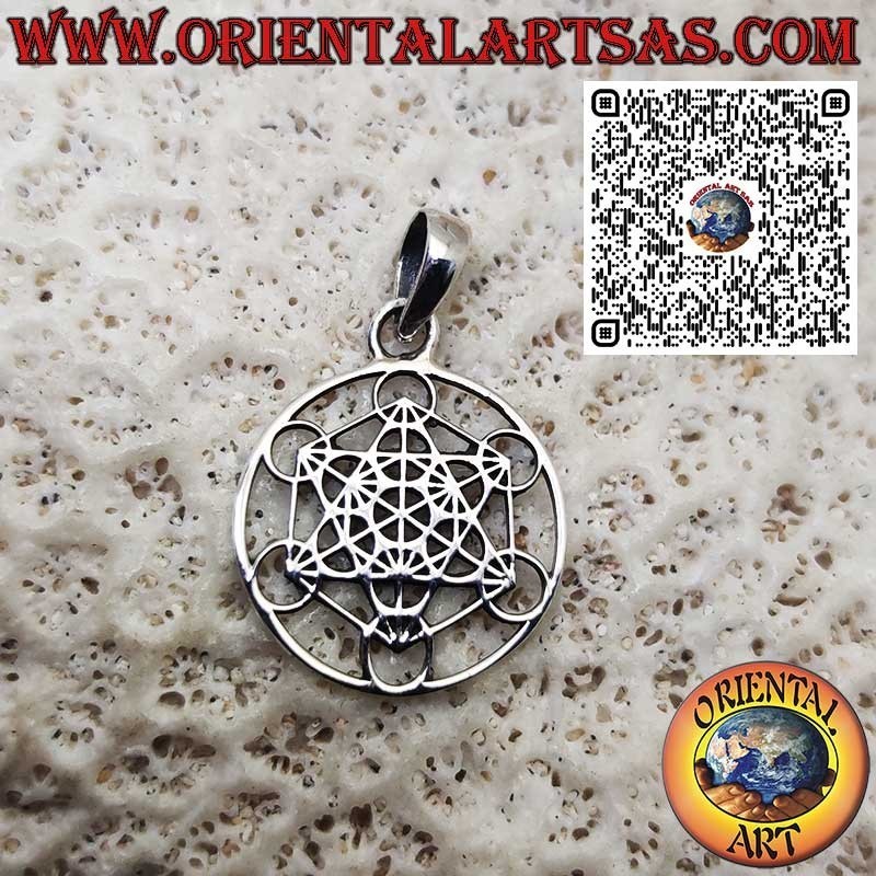 Pendentif en argent 925 – Cube de Metatron, Symbole sacré de protection et d’énergie