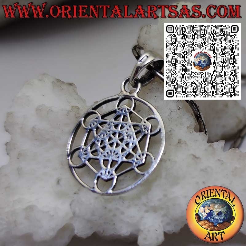 925er Silberanhänger – Metatron-Würfel, Heiliges Symbol für Schutz und Energie