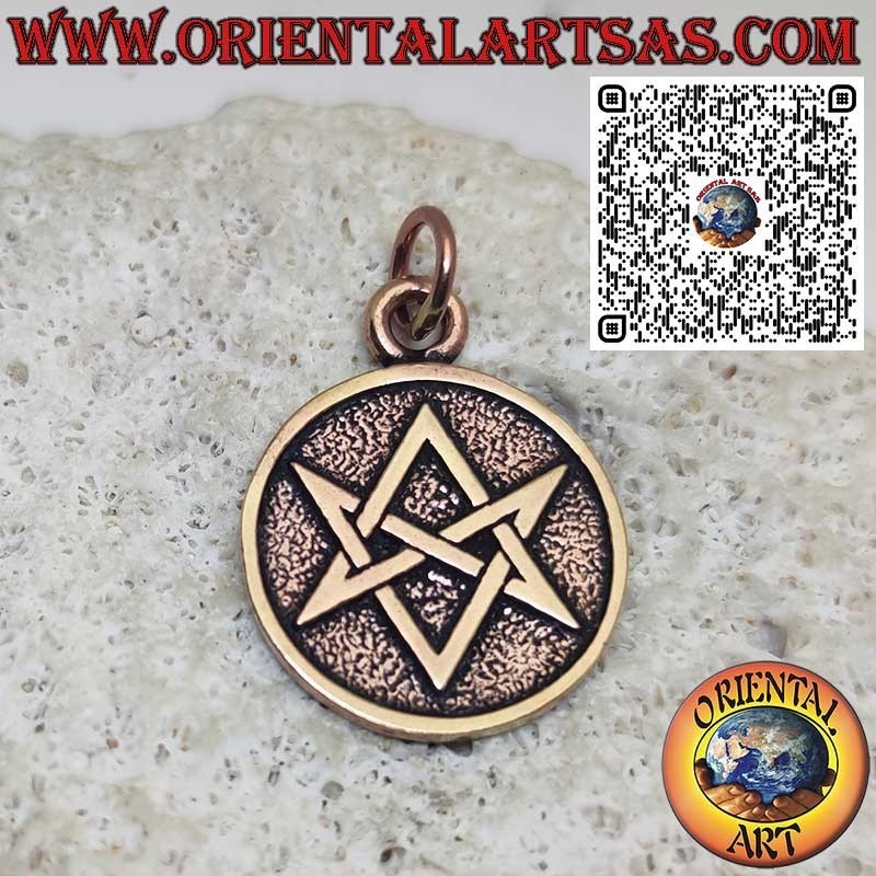 Colgante de bronce – Hexagrama unicursal, Símbolo de Thelema, Amuleto esotérico