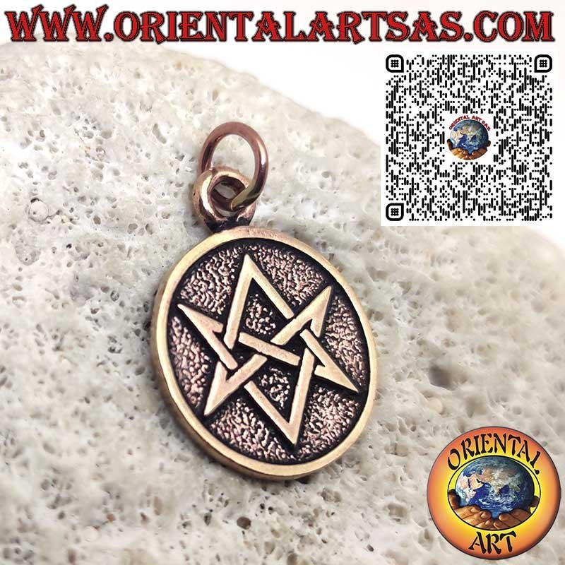Colgante de bronce – Hexagrama unicursal, Símbolo de Thelema, Amuleto esotérico