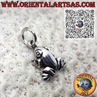 925er Silberanhänger – Kleine glatte Frosch-/Krötenfigur, Glücksbringer und Symbol der
