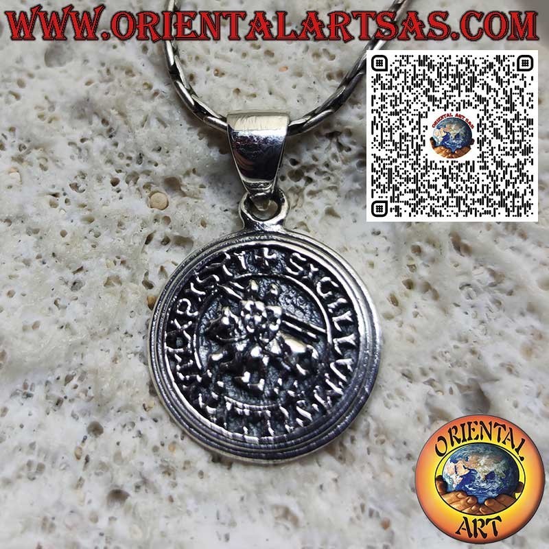 Sterling Silver Pendant – Seal of the Knights Templar, Medieval Crusader Jewelry, Templar Medallion