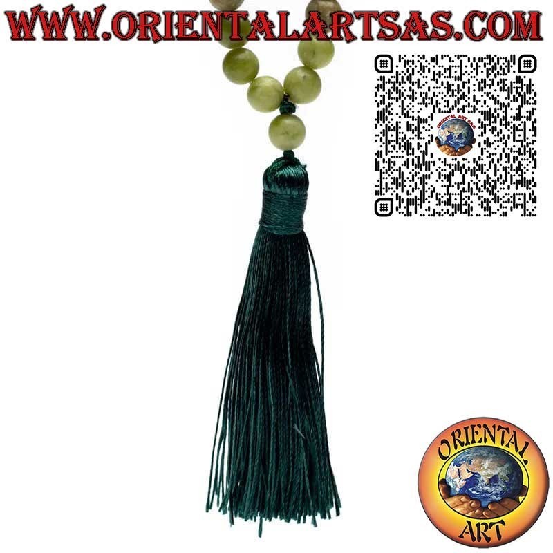 Mālā (Japamālā) rosaire bouddhiste en jade Xinyi naturel – 108 perles de 8 mm