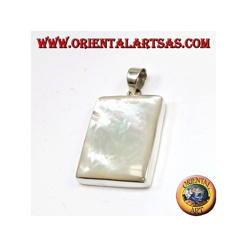 Colgante de plata con gran madre rectangular de nácar