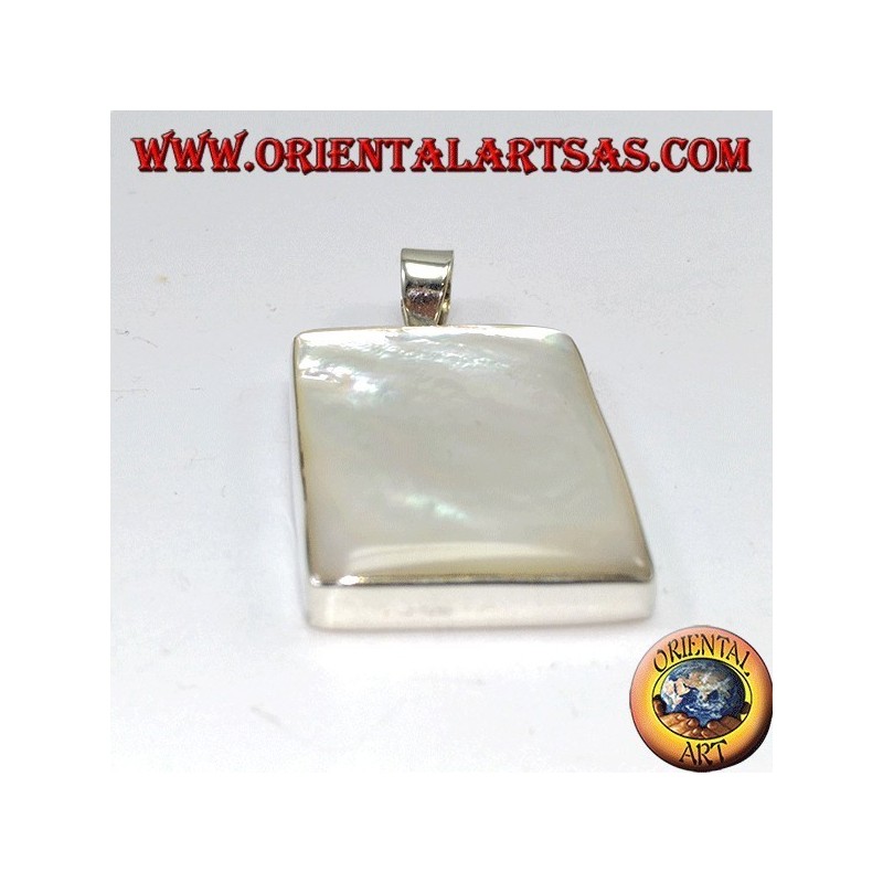 Colgante de plata con gran madre rectangular de nácar