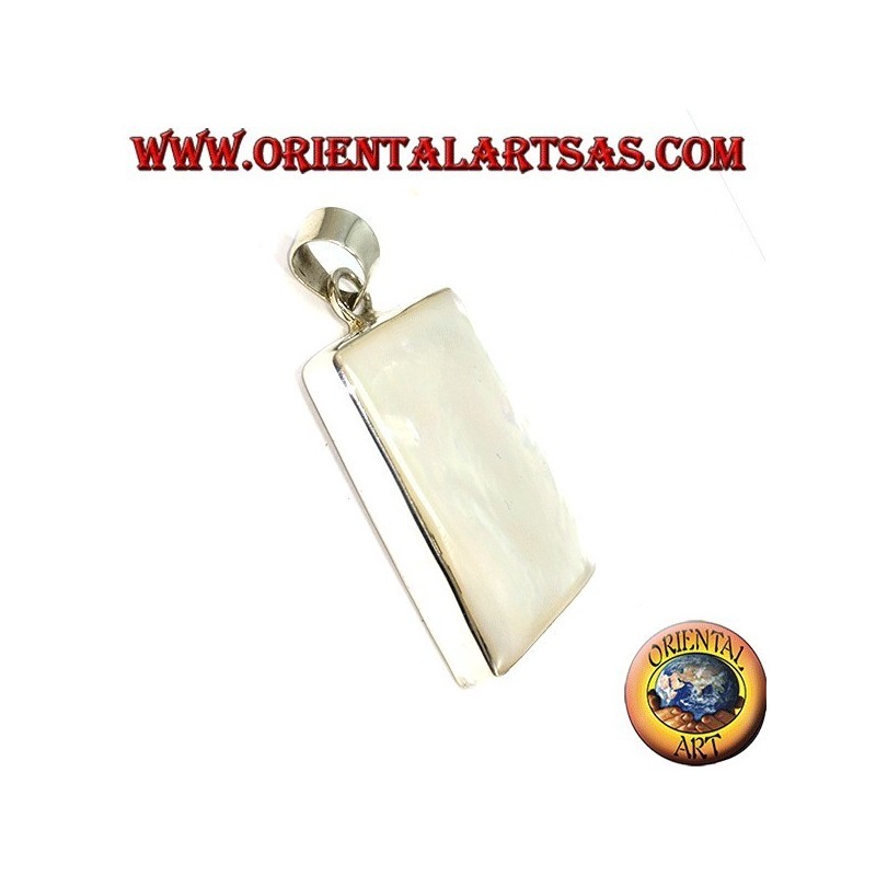 Silver pendant with large rectangular mother of pearl