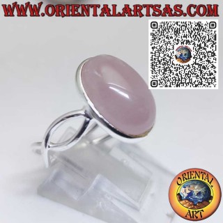 Bague en argent 925 avec quartz rose naturel ovale et symbole infini sur les côtés