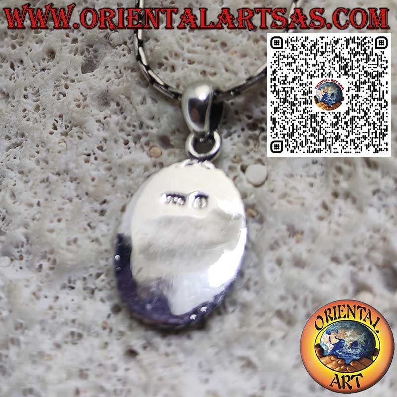 Ciondolo in Argento 925 con Lapislazzulo Ovale Naturale contornato da Treccia