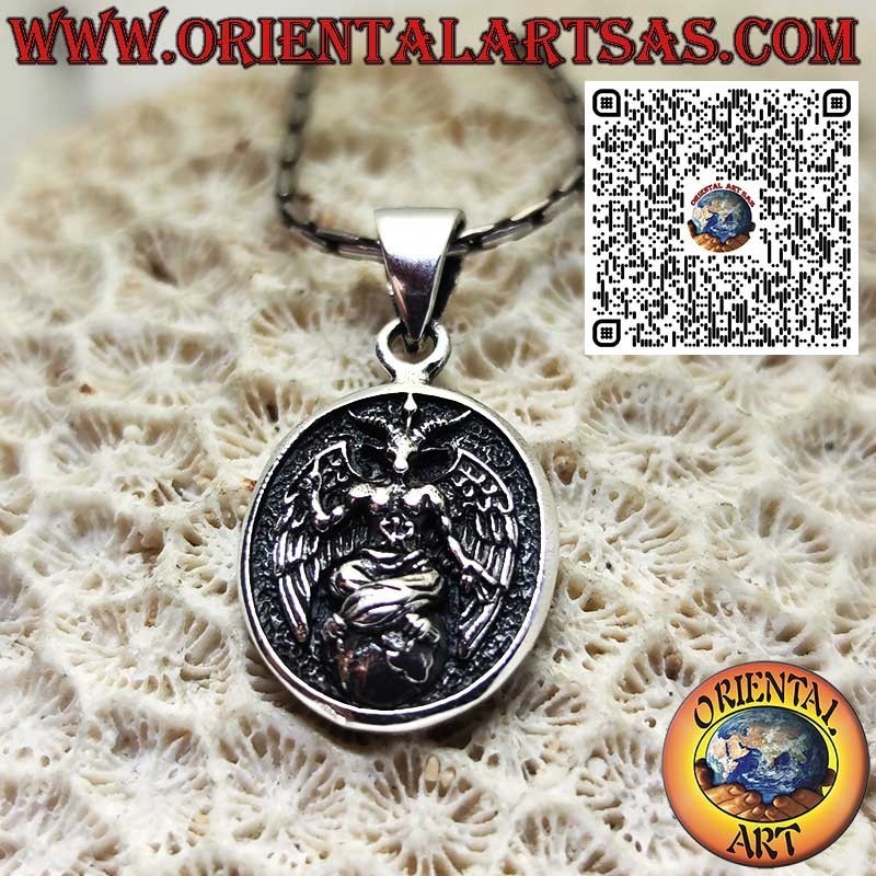 Médaillon Pendentif Baphomet en argent 925 – Symbole ésotérique d’équilibre et de mystère
