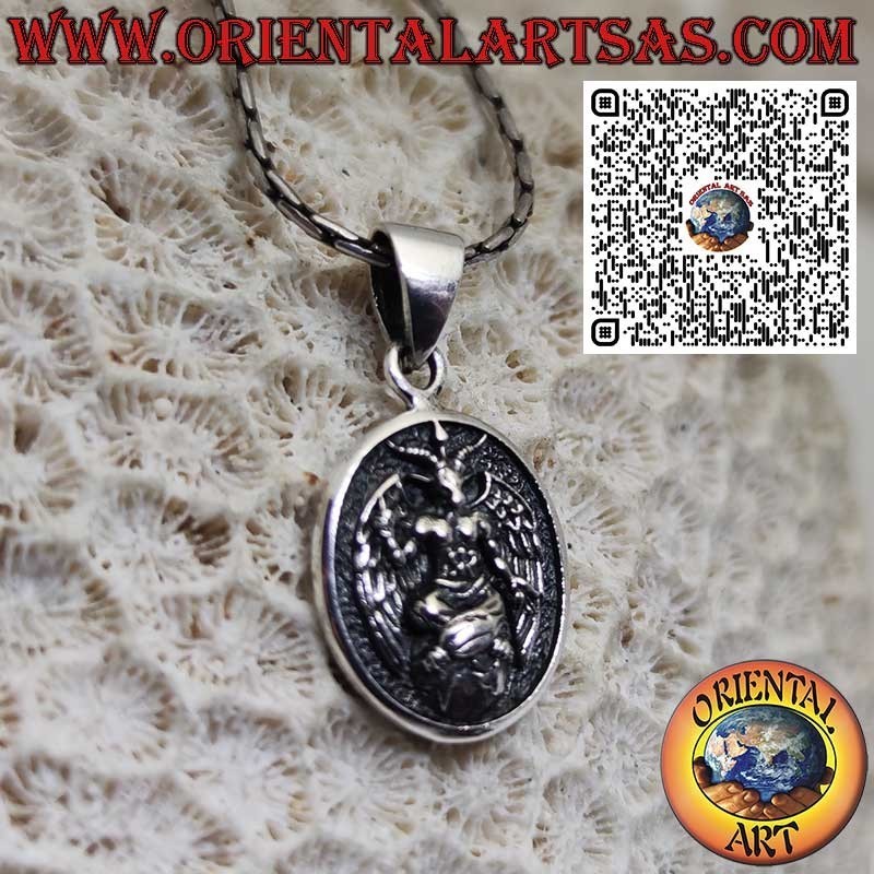 Ciondolo Medaglietta Baphomet in Argento 925 – Simbolo Esoterico di Equilibrio e Mistero