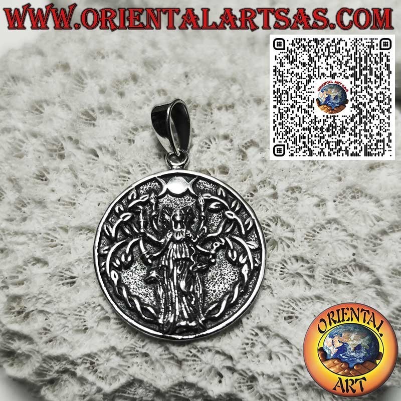 Sterling Silver 925 Pendant – Hecate Goddess of the Moon, Wiccan Jewelry, Esoteric Amulet