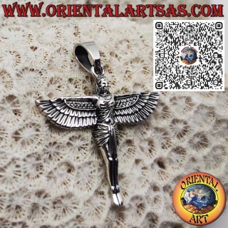 Sterling Silver 925 Isis Pendant with Open Wings – Egyptian Amulet of Protection and Rebirth