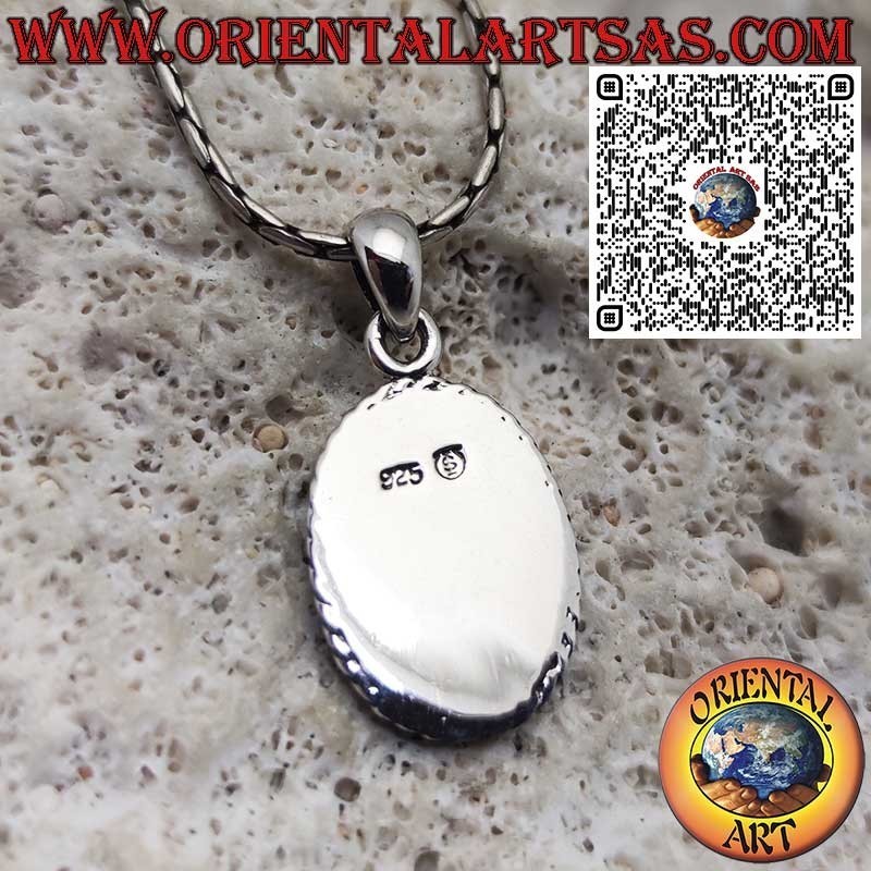 Sterling Silver 925 Pendant with Natural Oval Arizona Turquoise – Amulet of Protection and Harmony