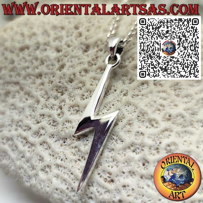 Sterling Silver 925 Lightning Bolt Pendant – Symbol of Energy and Power
