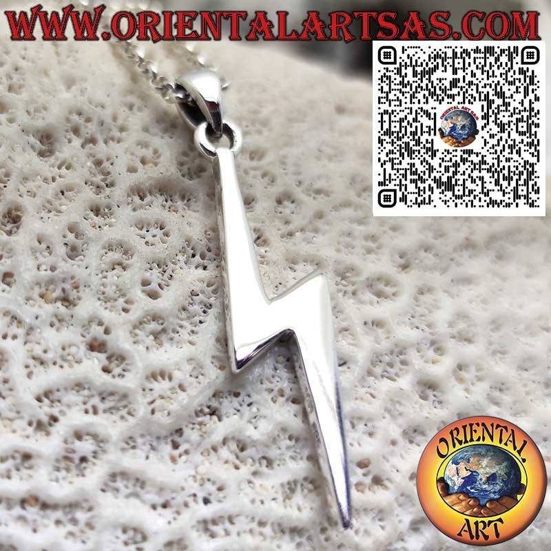 Sterling Silver 925 Lightning Bolt Pendant – Symbol of Energy and Power