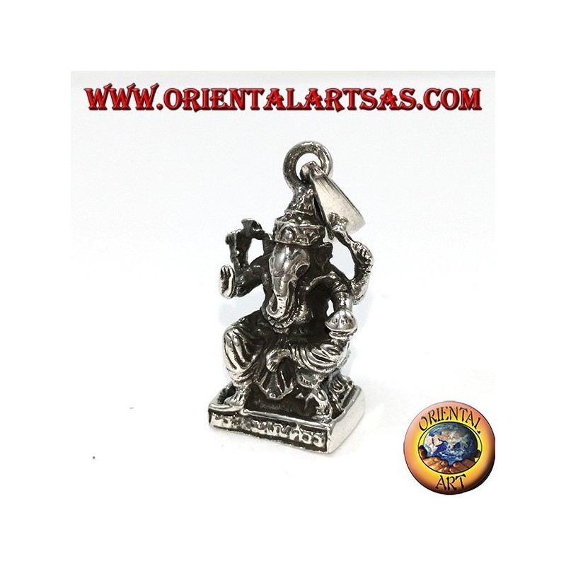 Pendentif en argent Ganesha statue avec des souris