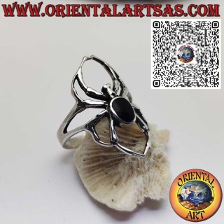 Anillo de Plata 925 Araña con Ónice Ovalado – Símbolo de Misterio y Protección