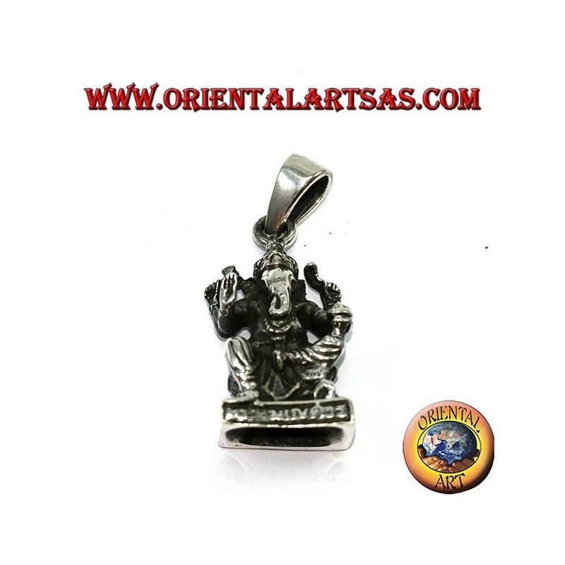 Ciondolo Ganesha Seduto con Topo Argento 925 - Statua