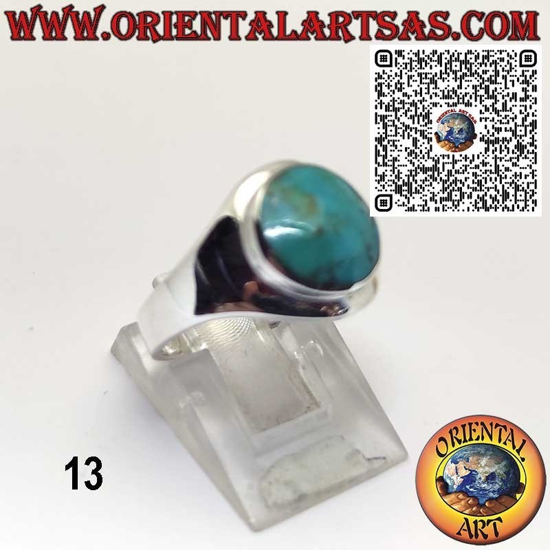Bague en Argent 925 avec Turquoise Naturelle d’Arizona – Monture Lisse