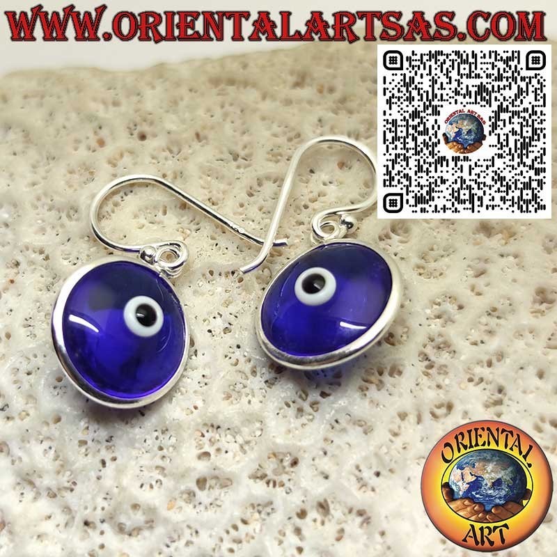 Pendientes Colgantes de Plata 925 con Ojo Azul Turco Nazar