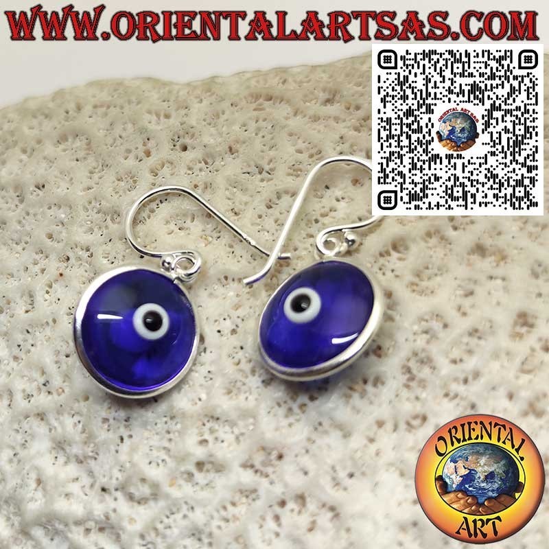 Pendientes Colgantes de Plata 925 con Ojo Azul Turco Nazar