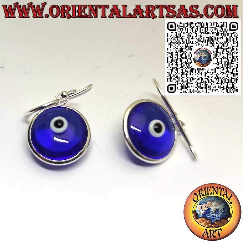 Boucles d’Oreilles Pendantes en Argent 925 avec Œil Bleu Turc Nazar