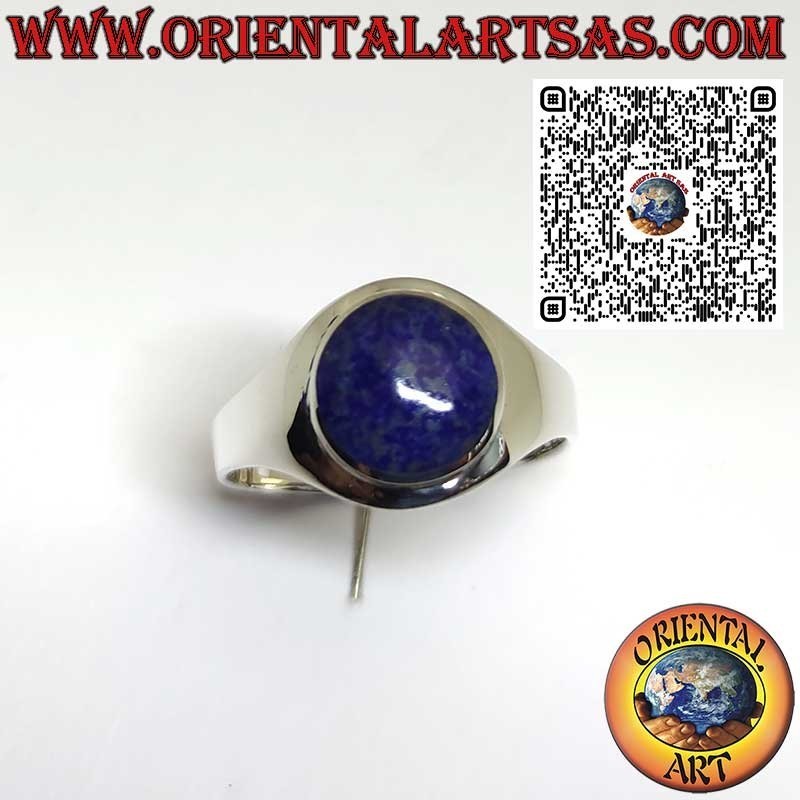 Anillo de Plata 925 con Lapislázuli Natural Afgano Redondo – Montura Lisa